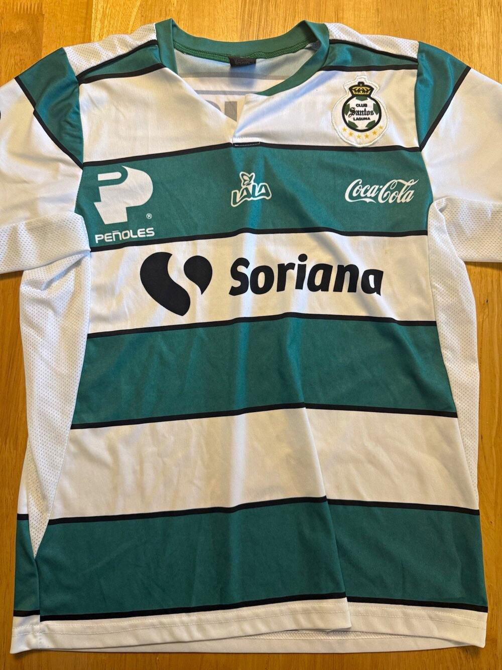 Club Santos Laguna Soccer Jersey Mens S Green White Soriana LALA Coca Cola Liga